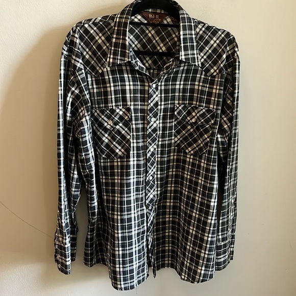 Vintage BJR Western Wear Shirt Pearl Buttons Casual Button Down Plaid Size XL - Picture 1 of 9